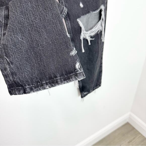 Etica Rhea Midrise Straight Crop Jean Smokey Mountain NWT Black Distressed 27 - Picture 7 of 10